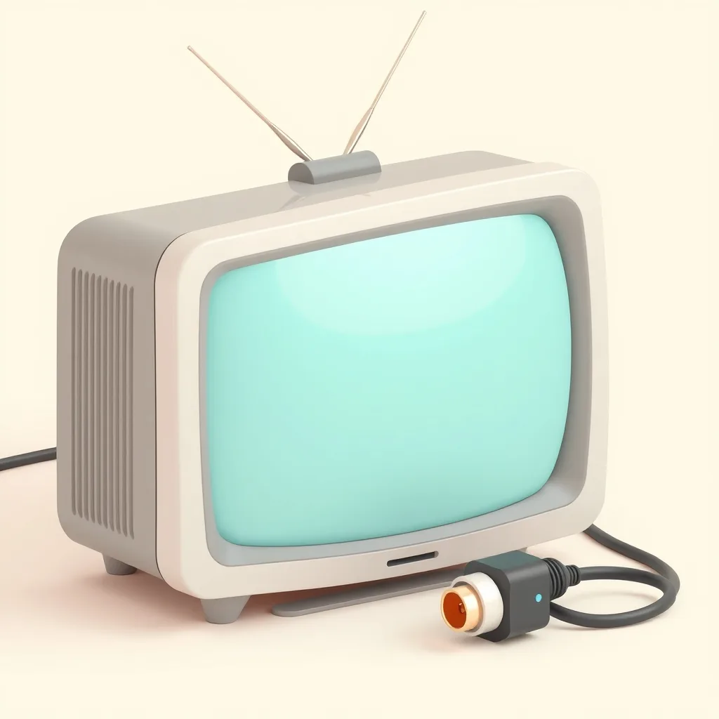 RGB SCART cable connector next to a retro CRT television