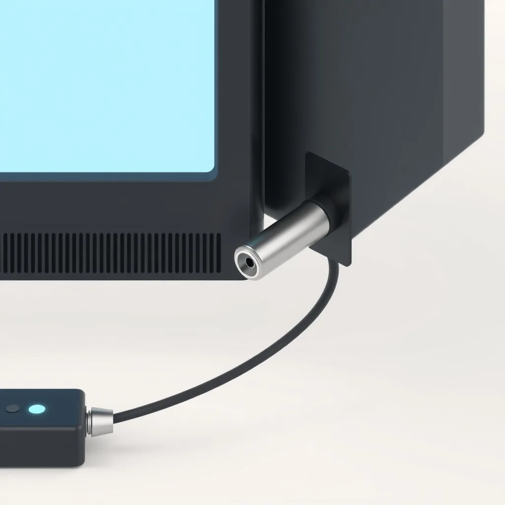 S-Video 4-pin mini-DIN cable connector plugged into the back of a TV
