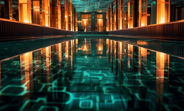LED Lights Reflection on Pool Water LED Lights Reflection on Pool Water
