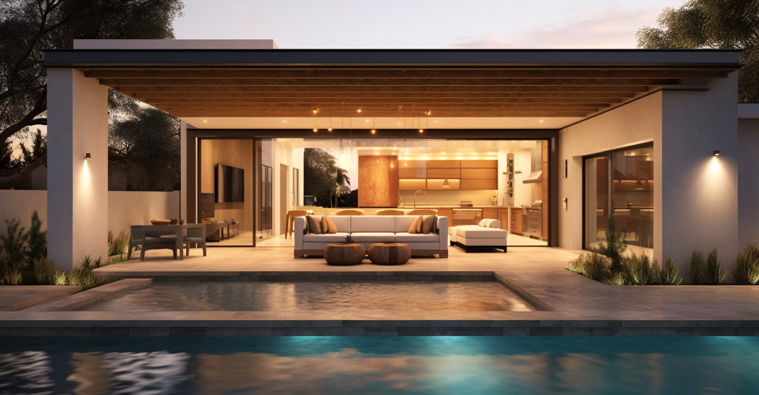 Stylish Outdoor Kitchen and Lounge Area