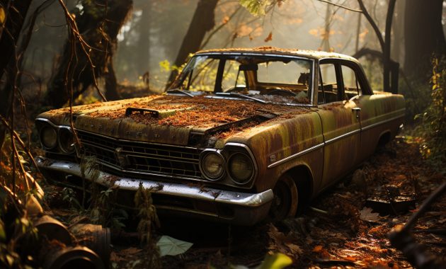 Old Car in Yard Old Car in Yard