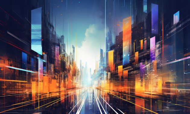 Digital and Manual Document Verification Clash in a Futuristic Cityscape