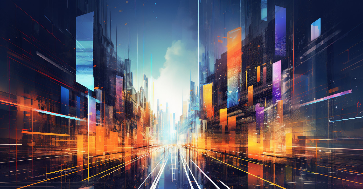 Digital and Manual Document Verification Clash in a Futuristic Cityscape