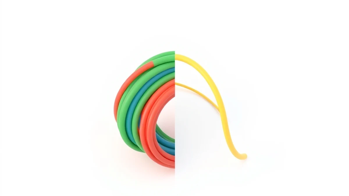 Three bundled colored component video cables beside a single yellow composite cable