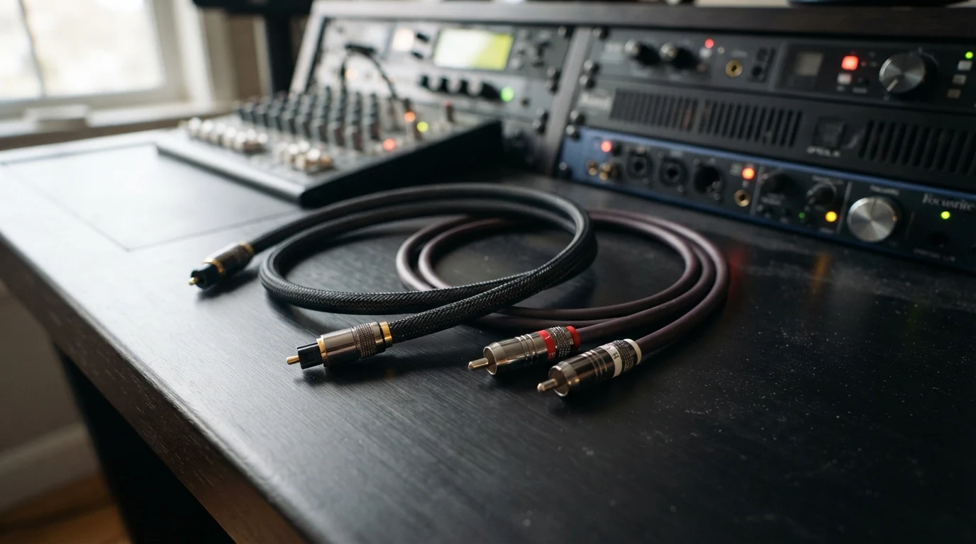Optical and RCA audio cables Optical audio cable and RCA audio cables comparison