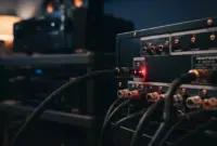 Toslink optical audio cable connected to sound system