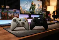 Xbox 360 and Xbox One controllers side by side