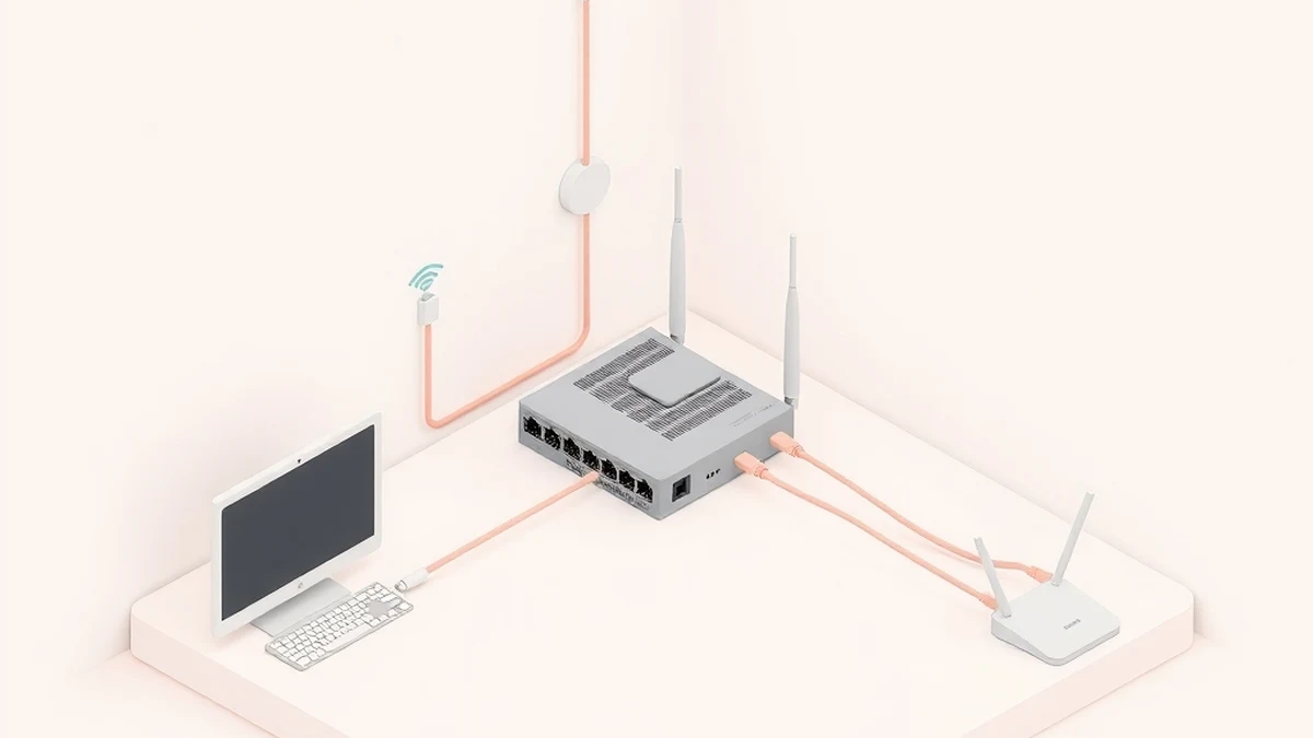Small home network with a switch, an access point and structured cable runs