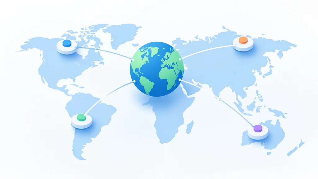 isometric illustration of global jurisdictions connected by data-sharing lines for VPN privacy