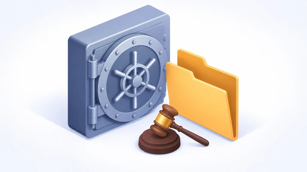 isometric illustration of an empty vault representing a VPN no-logs policy tested in court